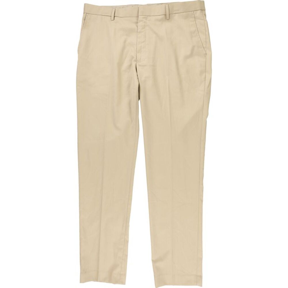 Enrico Bertucci Mens Solid Straight Leg Casual Pants, Beige, 36W x 32L, DM